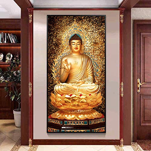 Peintures Moderne Bouddha Doré Toile Art : Affiches et Gravures de Salon 30x60cm