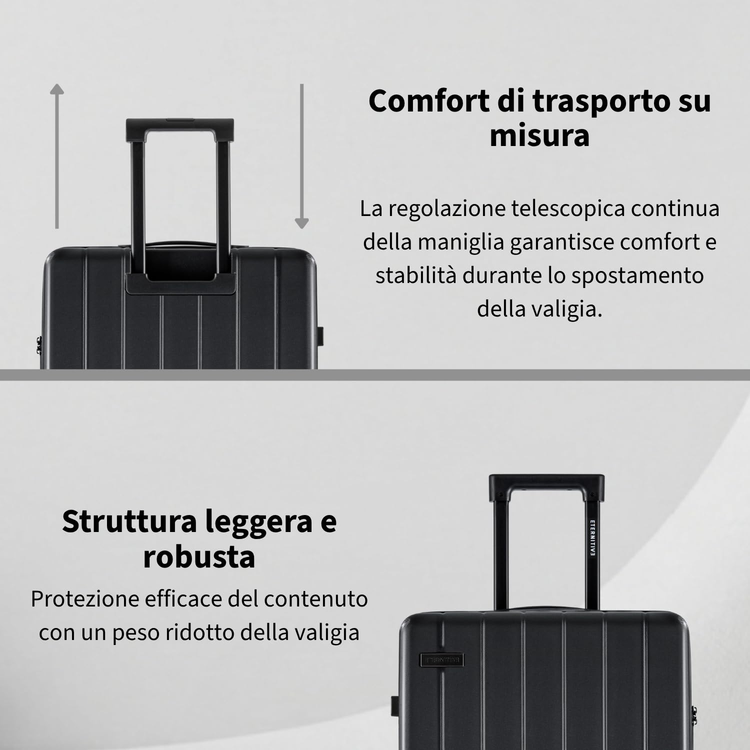 ETERNITIVE - Valigia | Valigia Rigida in ABS | Trolley con Lucchetto TSA | Bagaglio con 4 Doppie Ruote a 360°