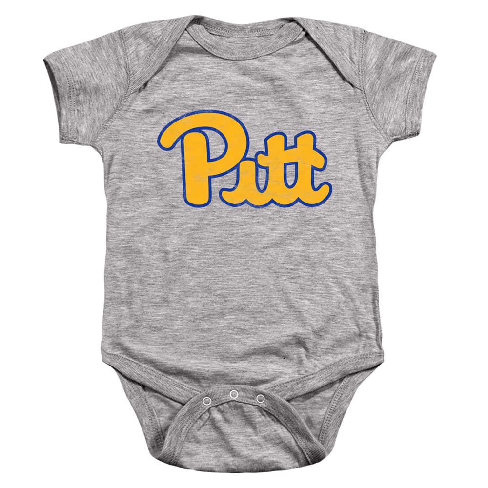 University of Pittsburgh Official Distressed Primary Logo Unisex Infant Snap Suit for Baby,Athletic Heather, 6 Months