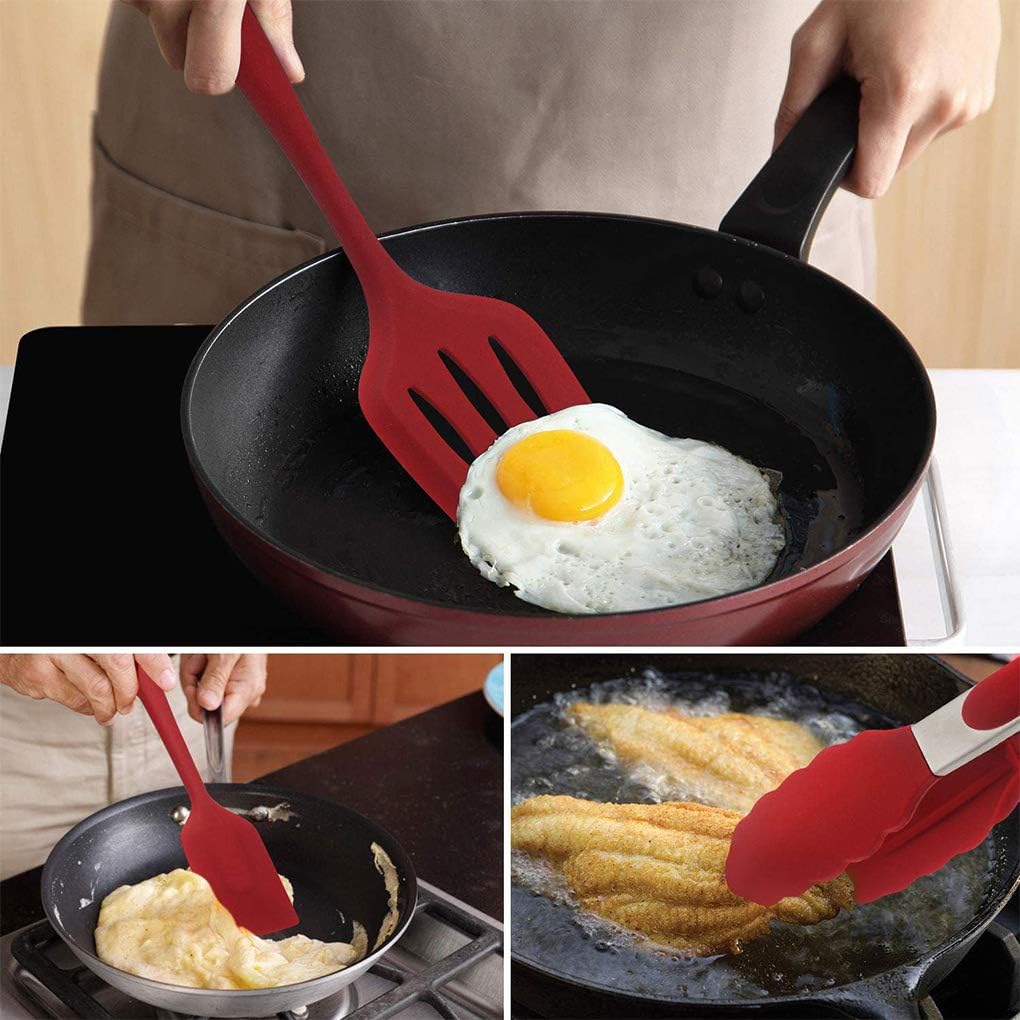 Kitchen Utensils Set, Tuilful Silicone Heat-Resistant Cooking Utensils Set, Nonstick Dishwasher Safe Cooking Tools 11 Pieces, Kitchen Utensil Gadgets Set for Gift - Red : Home & Kitchen