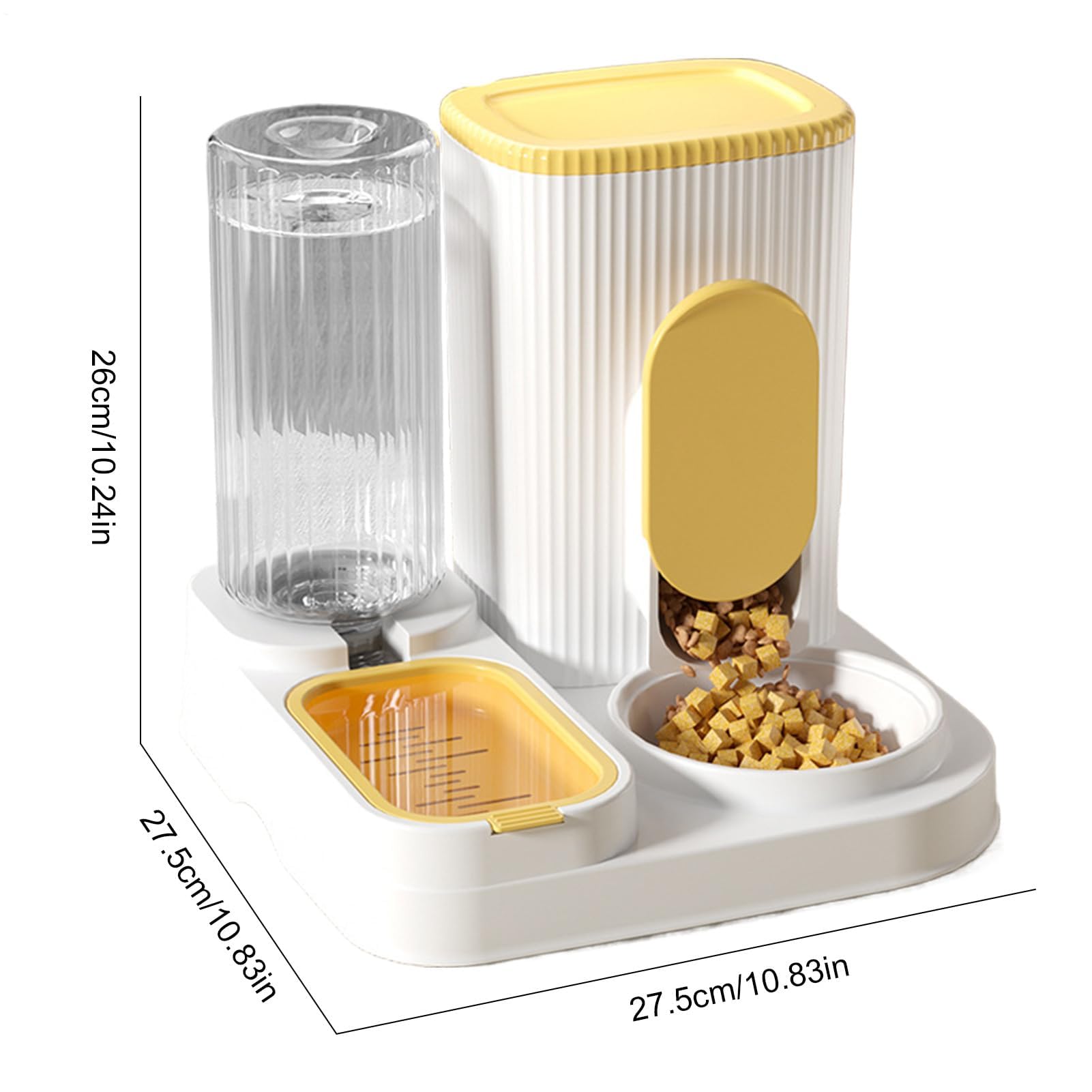 comedero automático para Gatos, Comedero 2 en 1 de Gran Capacidad con Cuenco extraíble for Razas pequeñas, Medianas y Grandes(Yellow)
