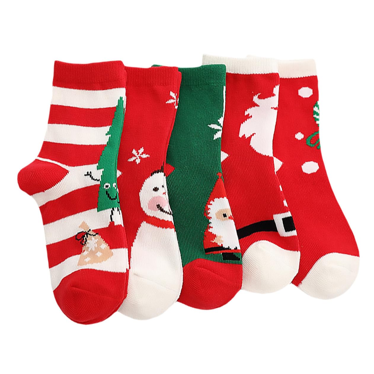 BESPORTBLE 5 Paia Calze di Natale Calde Calze Medie in Cotone Ragazza Ragazza Design di Cartoni Animati per Autunno e Inverno