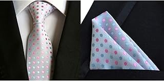 Cravatta Fazzoletto Set da 2 Pezzi Cravatta da Uomo in Poliestere Serie Seta DOT Cravatta per Matrimoni e Altre Scene