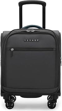 Verage 14.5 inch Underseat Carry On Luggage with Wheels, Softside Small Suitcase Spinner Wheeled Rolling Travel Laptop Bag for Airlines Men Women Grey, 14.5-Inch Plus Underseat