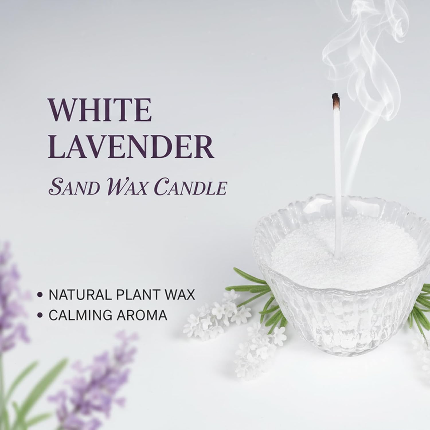 2.2lb Pearled Sand Wax Scented Candles with 50 Pcs Wicks and Wooden Spoons Valentines Sand Candles Gift for Women Girlfriend Wife Mother (White Lavender Scent, Blue Gift Box) without container