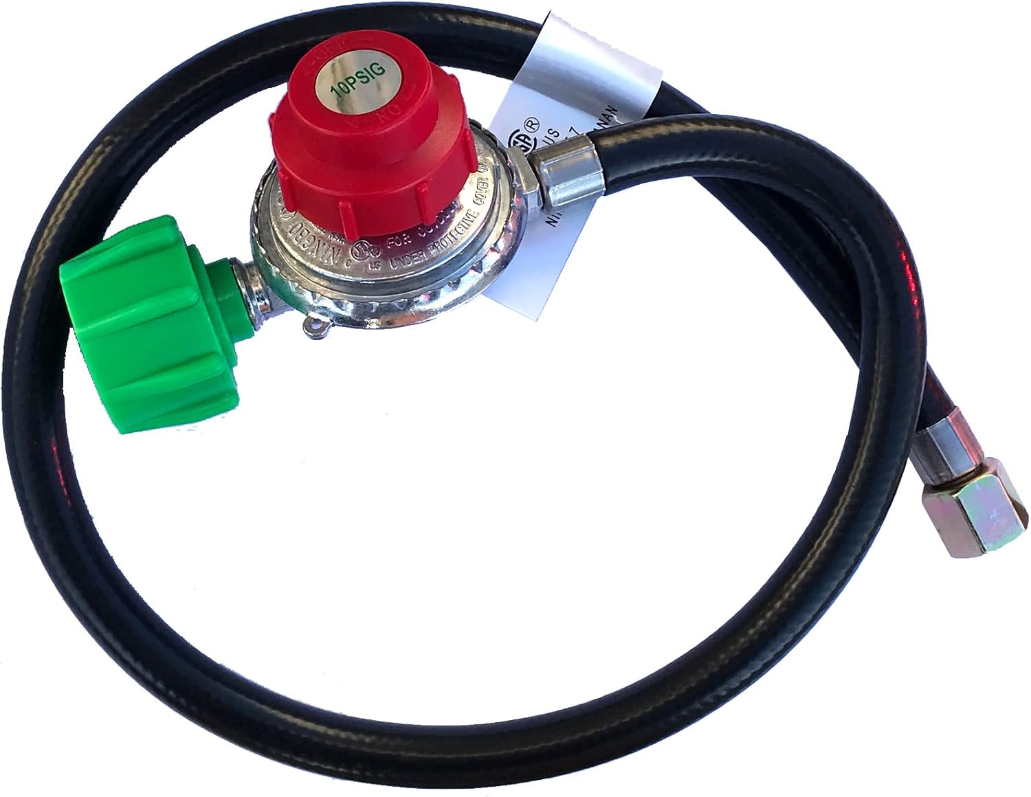 King Kooker 04502 High Pressure Adjustable Regulator with Type 1 Connection and Listed LP Hose with Female Flare Swivel , Black