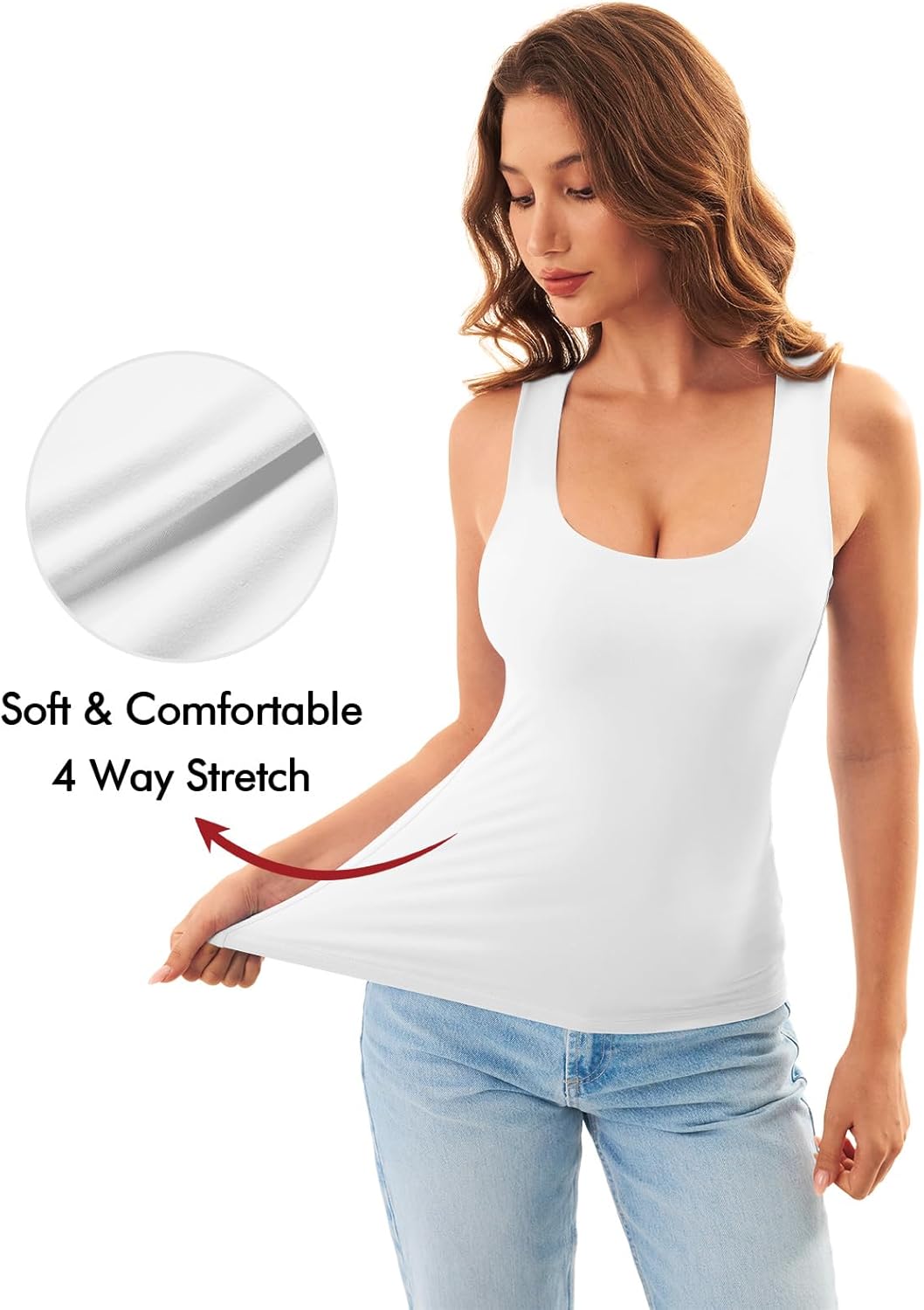 Women's Scoop Neck Tank Top Double Lined Sleeveless Fitted Basic Summer Top for Daily Wear and Going Out - Image 6