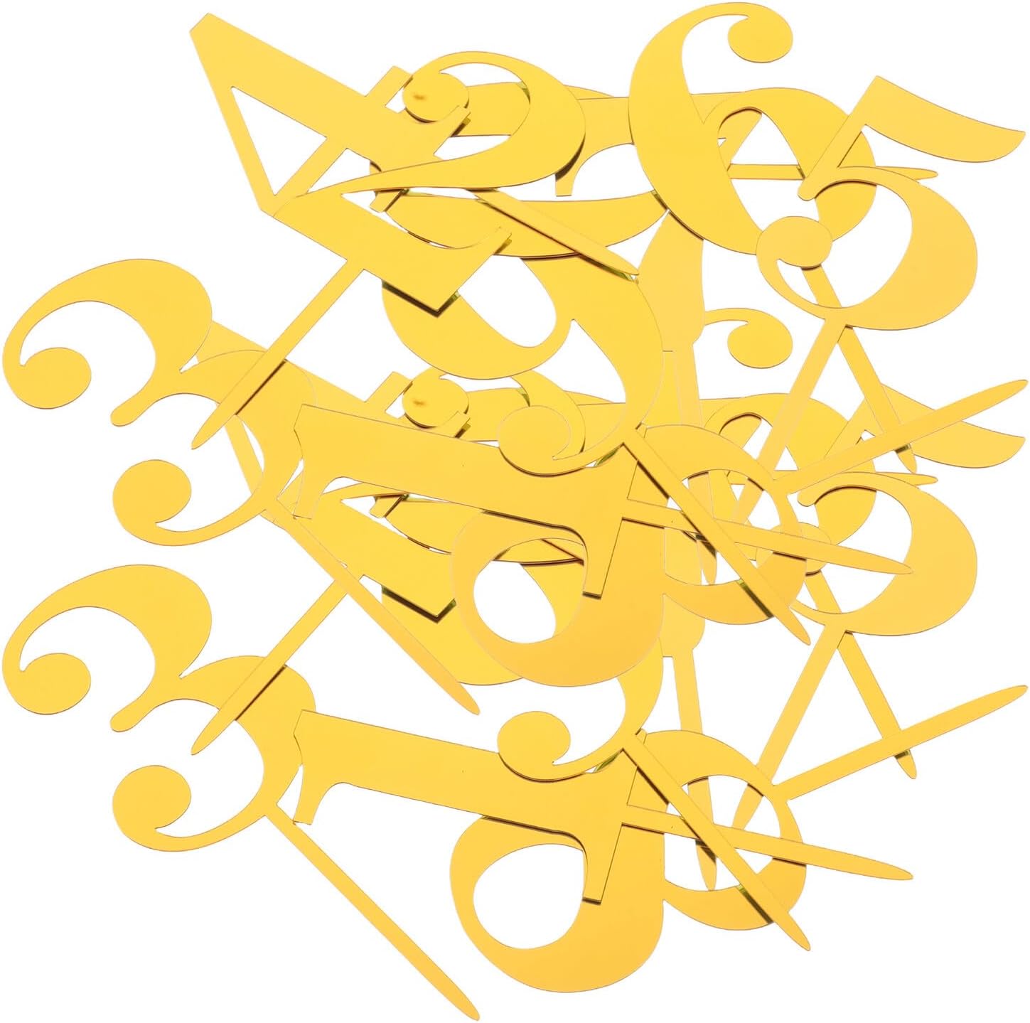 SUPVOX 20pcs Acrylic Happy Birthday Cake Number Toppers Gold Cake Decoration Ornaments for Baking Party Supplies Non-edible Topper Set