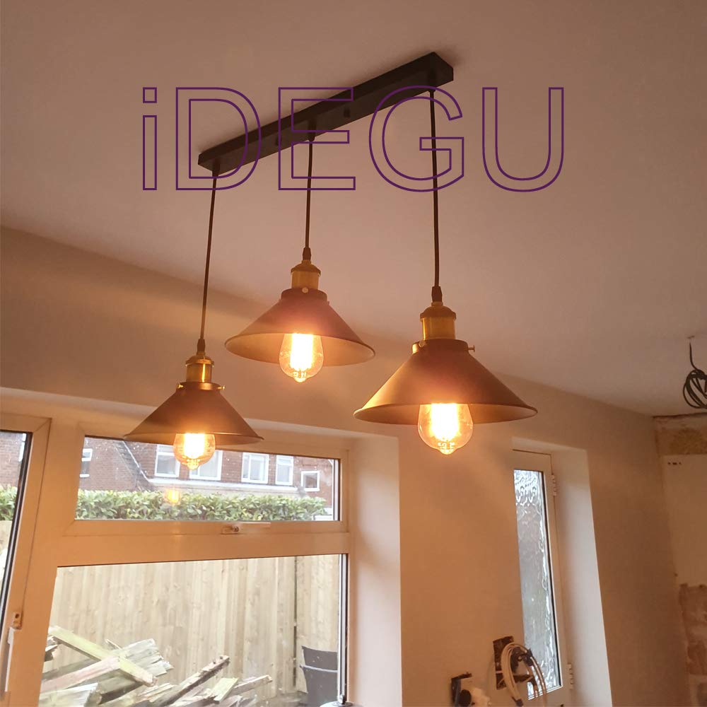 iDEGU Industriële kroonluchter, 3 lampen, hanglamp, vintage, Edison-design, metaal, E27 plafondlamp, voor slaapkamer, woonkamer, bar – 220 mm, wit zwart