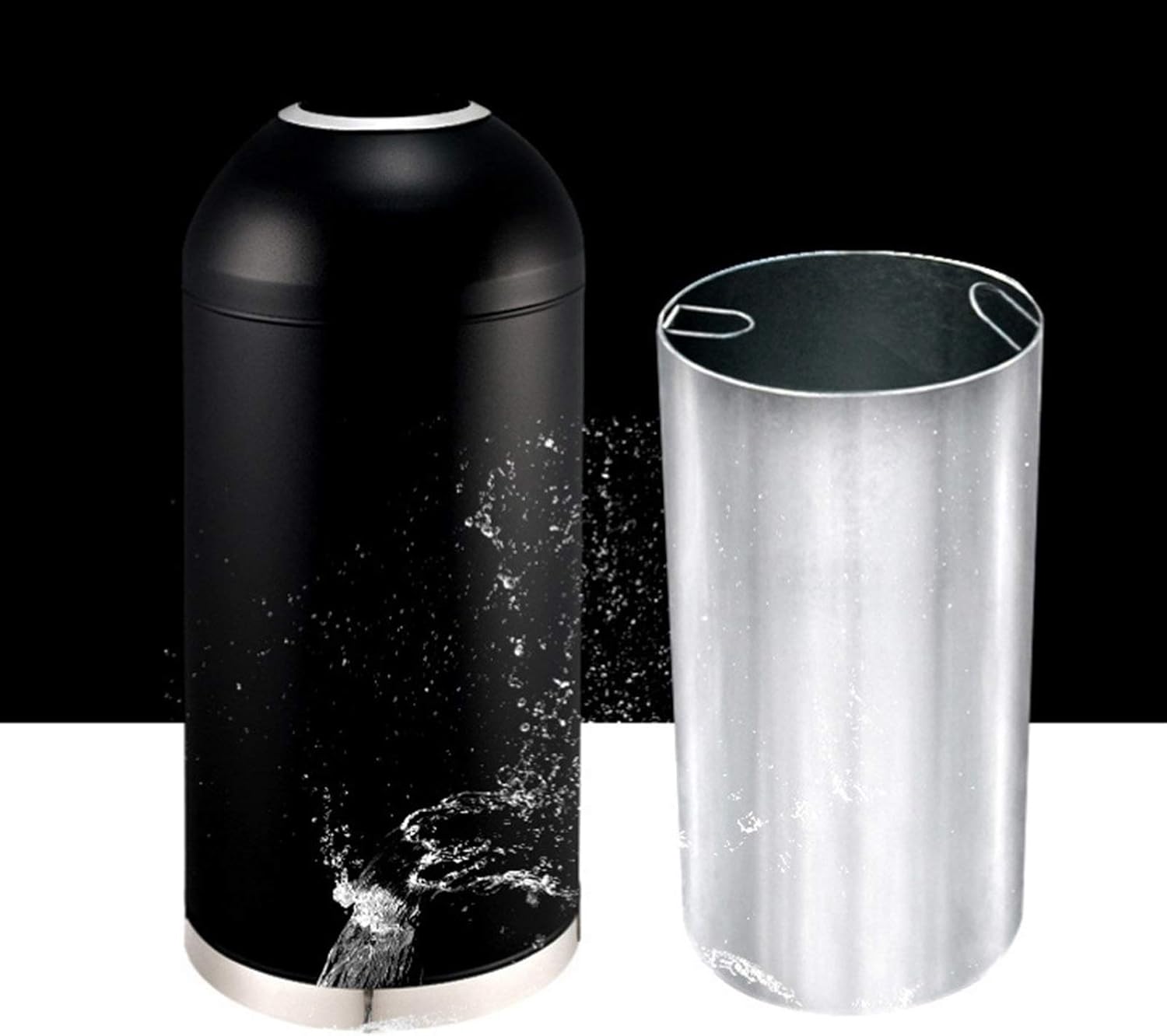 Trash Can Round Barrel Stainless Steel Trash Can Large Capacity Tall Garbage Can Without Lid for Indoor Outdoor or Commercial Use Dustbins (Color : Rose Gold) (Red) (Red)