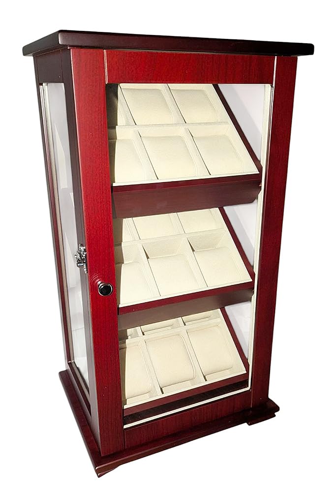 Uhrenvitrine Uhrenbox für 18 Armbanduhren Standvitrine Schaukasten SW-2010 C