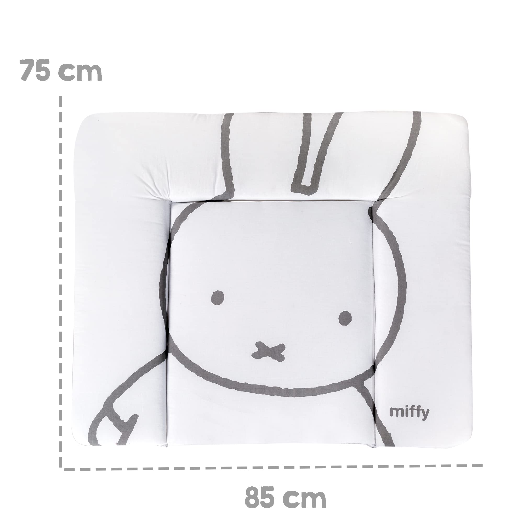 roba mata do przewijania miffy® – 85 × 75 cm – mata na przewijak powlekana PU – łatwa do czyszczenia – z motywem królika – biały/szary
