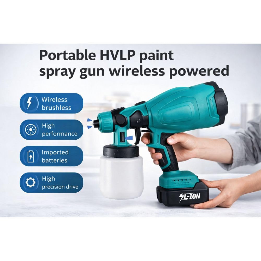 Pistola a Spruzzo a Batteria 48V con Doppia Batteria, Serbatoio 800ml – Verniciatore Elettrico Senza Filo, 3 Modalità di Spruzzo Regolabili