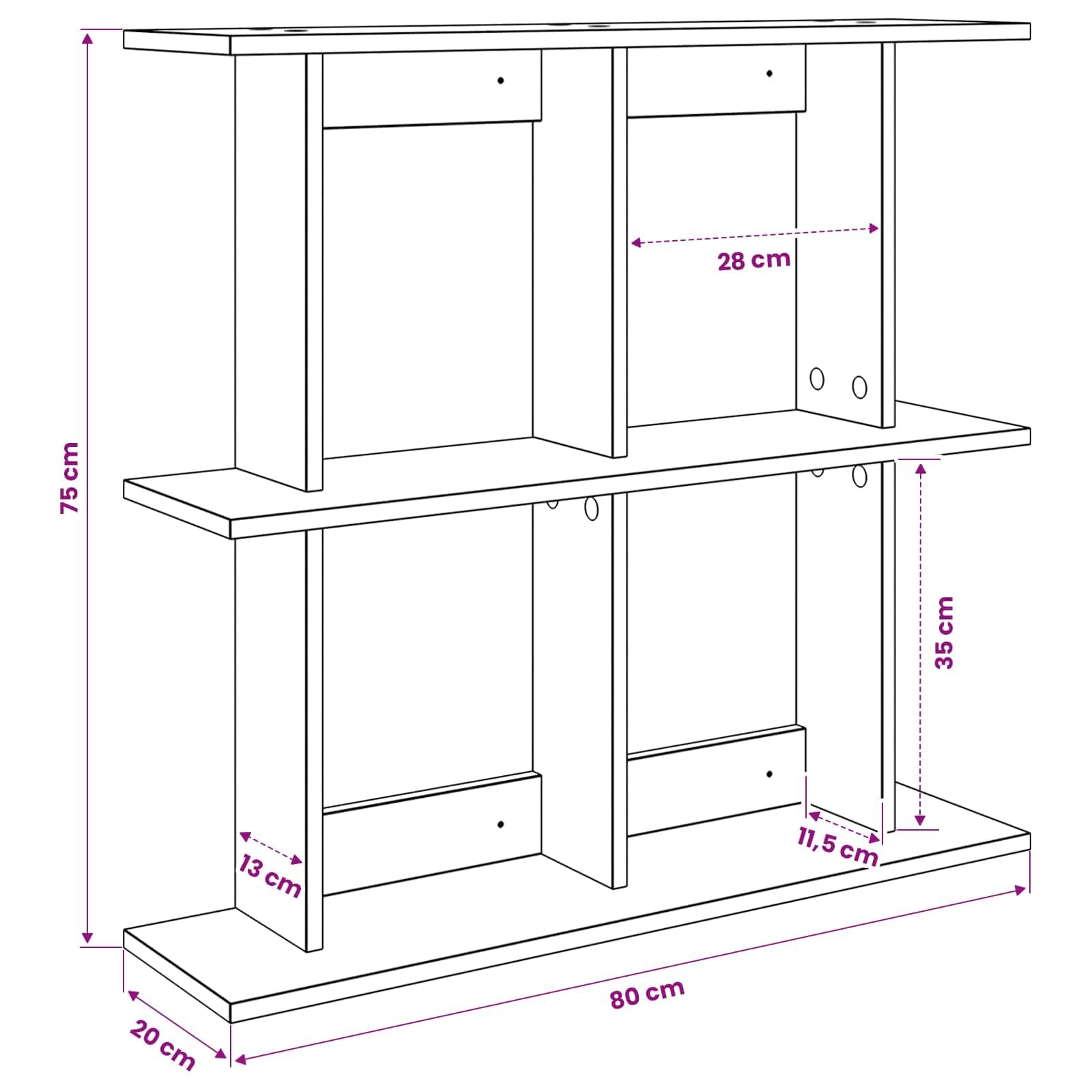 Wandregal Wandhalterung Braun aus Holzwerkstoff 80 x 20 x 75 cm rechteckig für Wohnzimmer Schlafzimmer Küche Büro platzsparend mit viel Stauraum und moderner Aufbewahrung