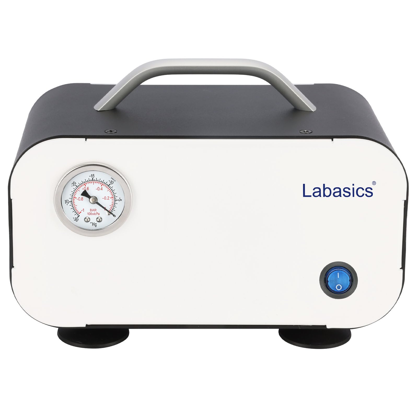 Labasics Membran Vakuumpumpe, Ölfreie Vakuumpumpe Tragbare Druckpumpe mit 30 L/min Förderleistung für Laborarbeiten mit Vakuumfiltration und Destillation, 110-220V