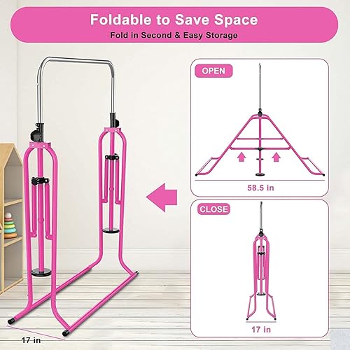 Miniatura 3 de RAVS Barra de gimnasia para niños con juego de columpios 8 alturas ajustable fácil de plegar barra de entrenamiento de gimnasia para niños barras