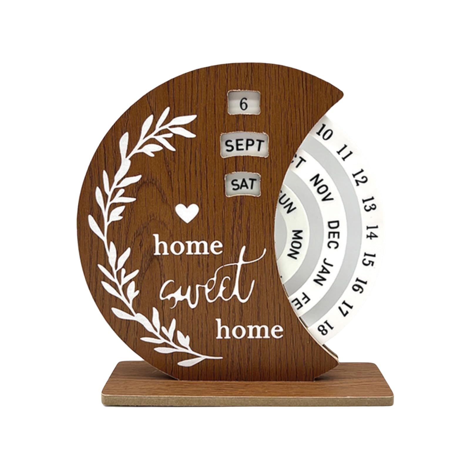 Wooden Perpetual Calendar - Handmade Desktop Calendar with Rotating Date/Month/Year Display - Natural Wooden Desk Organiser - Decorative Gifts for Home and Office (6.3 in. X 4.7 in.) (HT21801B)