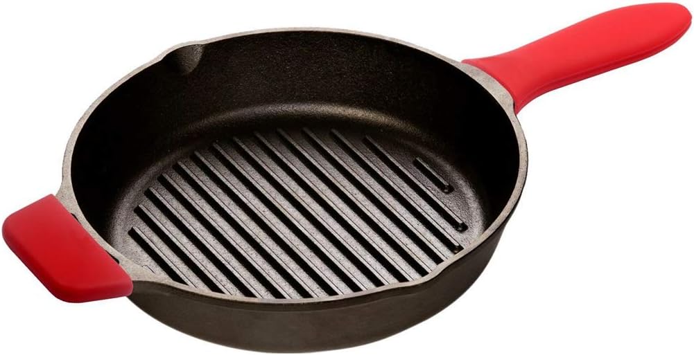 Durable Grill Pan Scrapers Cast Iron Scrubber Tools and Silicone Hot Handle Holder for Cast Iron Skillets, Frying Pans, Griddles, Cookware with free Kitchen Towel: Home & Kitchen