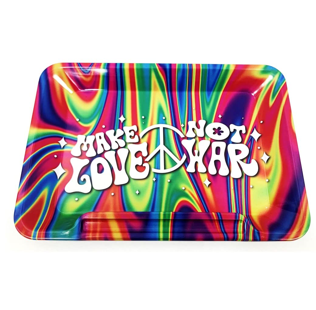 Wise Skies Metal Tray Smoking Accessories Characters Rolling Papers Rolling Tip (Make Love Not War)