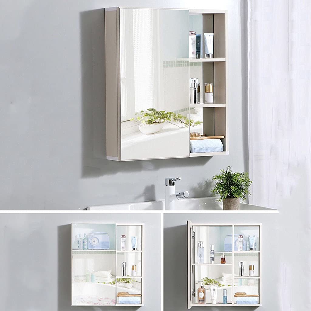 Armadietto per riporre Gli specchi da Bagno, pensile da Bagno con Anta a Specchio, armadietto per medicinali a Specchio, Ampio Spazio di archiviazione, Organizer salvaspazio, Bianco, Nero