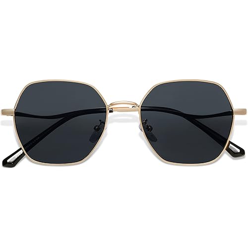 SOJOS Retro Hexagon Square Polarized Sunglasses for Women Men Vintage Hexagonal Polygon Shades SJ1101