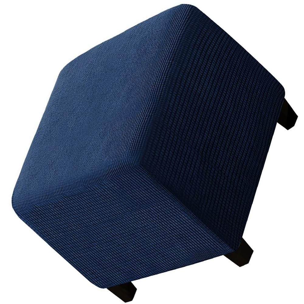 Square Ottoman Cover Slipcovers Foot Stool Cover 40x40/45x45/50x50cm Stretch Jacquard /Velvet Storage Footrest Foot Stool Cover Footstool Slipcovers Anti-Slip Furniture Protector ( Color : #3 , Size :