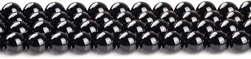 Miniatura 5 de Cuentas redondas sueltas de ónix negro natural de 0.472in, pulsera de piedra de cristal, accesorios para manualidades, 1 hebra de 15 pulgadas