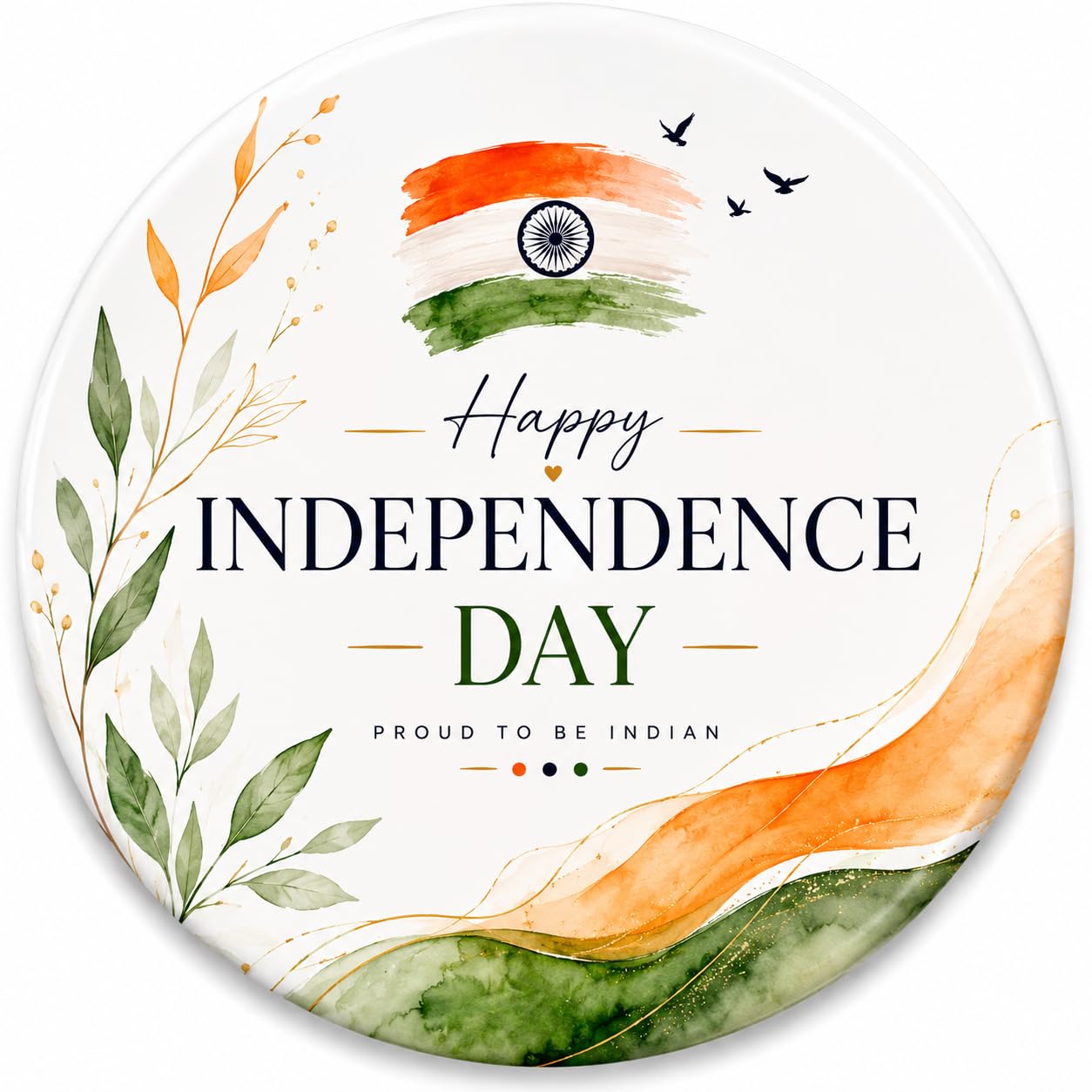 Happy Independence Day Floral Badge | Elegant Watercolor Tiranga | Patriotic | Proud to be Indian Badge for School, Office & Independence Day Celebration-image-36