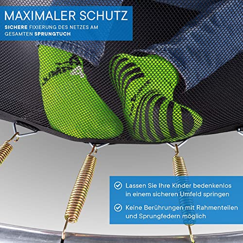 Foto von KINETIC SPORTS Trampolin Outdoor 244 cm 'Ultimate Pro' – TÜV Rheinland geprüft, Designed in Germany, Fiberglas Netzstangen, AirMAXX Technologie, Premium Gartentrampolin Kindertrampolin, Schwarz