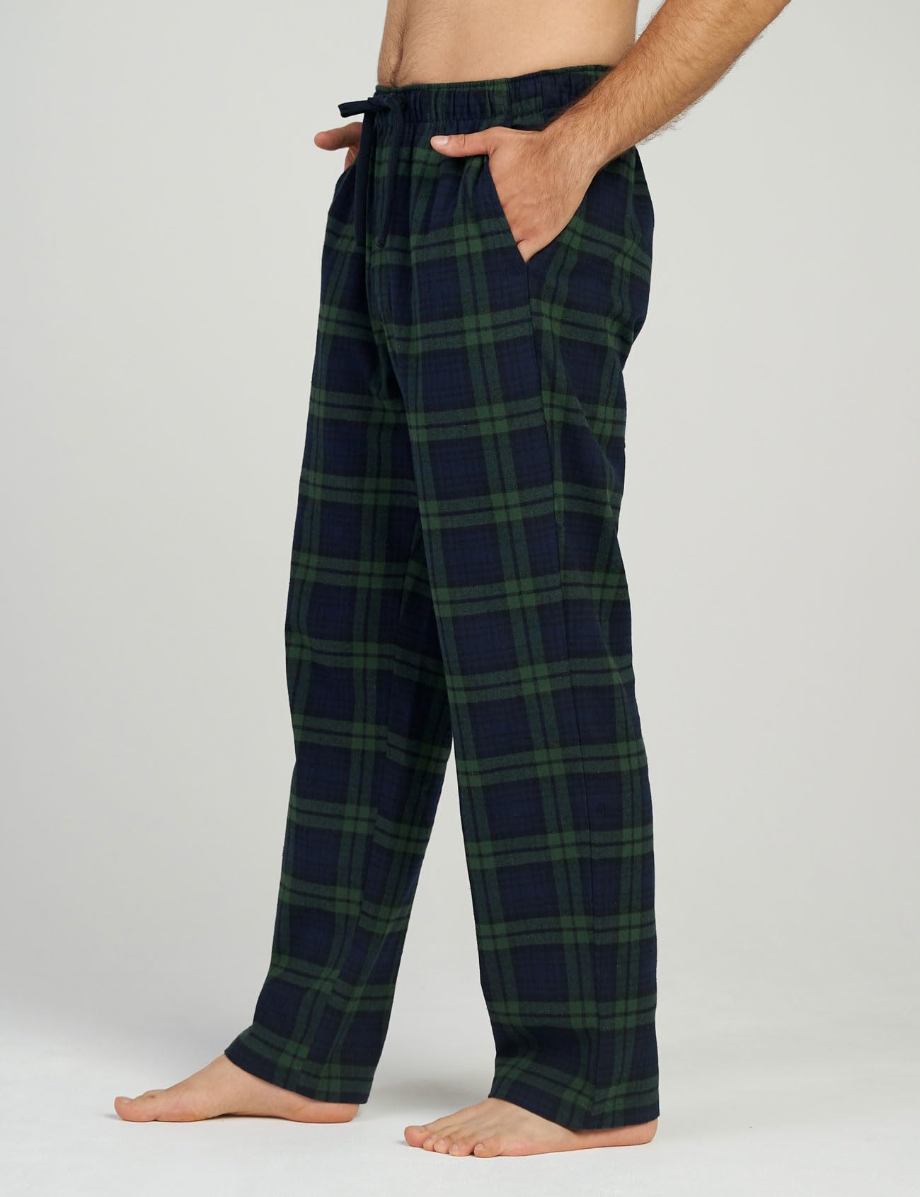 LAPASA Pantaloni Pigiama 100% Cotone Leggero Uomo con Tasche Laterali - Abbigliamento da Notte Pantaloni Tuta Lunghi Casa Relax Scozzesi Quadri Taglie Forti M38