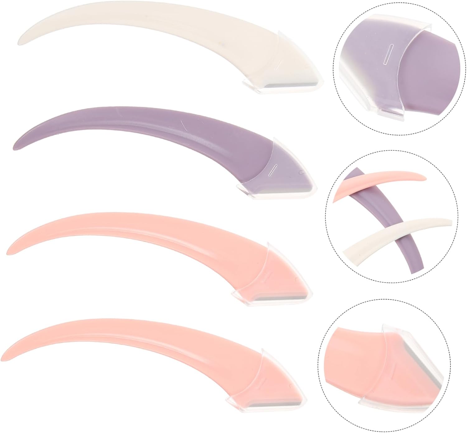 VALICLUD 4pcs Stainless Steel Eyebrow Trimmer Shaver for Women Portable Beauty Tools with Curved Handle for Precise Eyebrow Shaping and Facial Hair Removal Includes Pink White and Purple