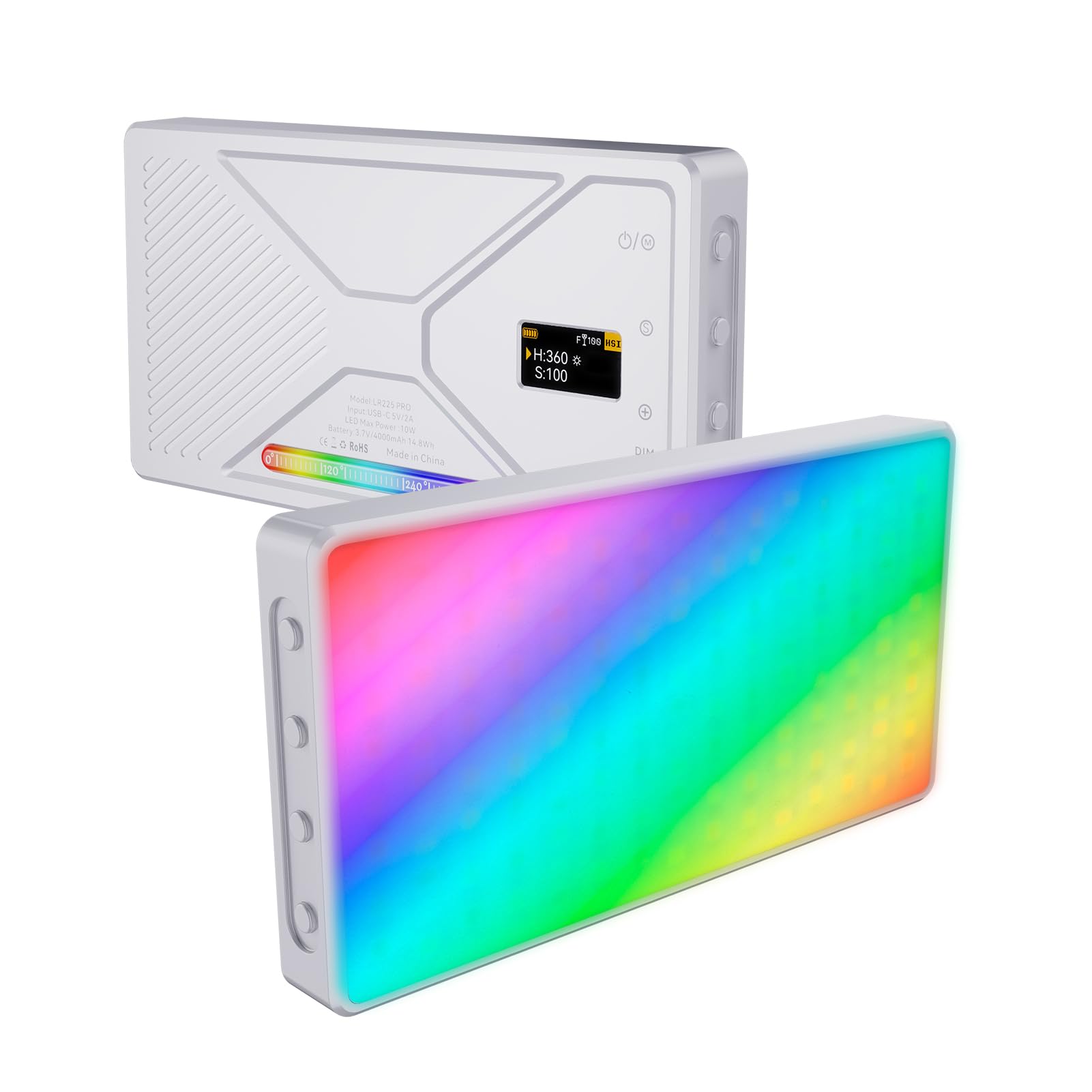 RGB Video Light, 10W Portable LED Photography Light with 2500K-9900K, UP to CRI 95 +, 24 Effects, with Cold Shoe Mount, 4000mAh Rechargeable Battery, for DSLR Camera
