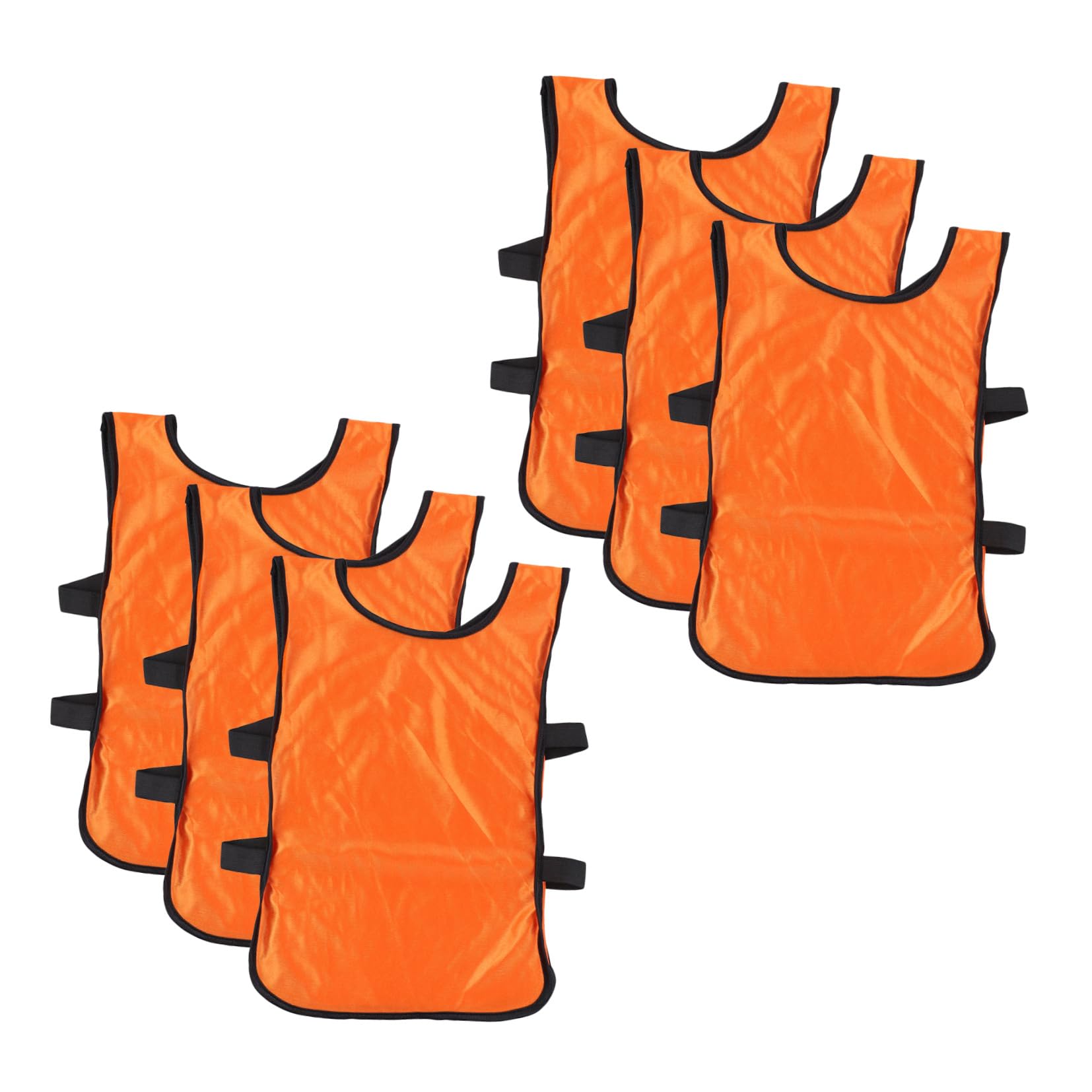 Mikikit 6pcs Adapted Polyester Material Breathable Soccer Pinnies Vest Boys and Girls Football Training Waistcoat Light Shoulder Pads Orange Vest-image-24