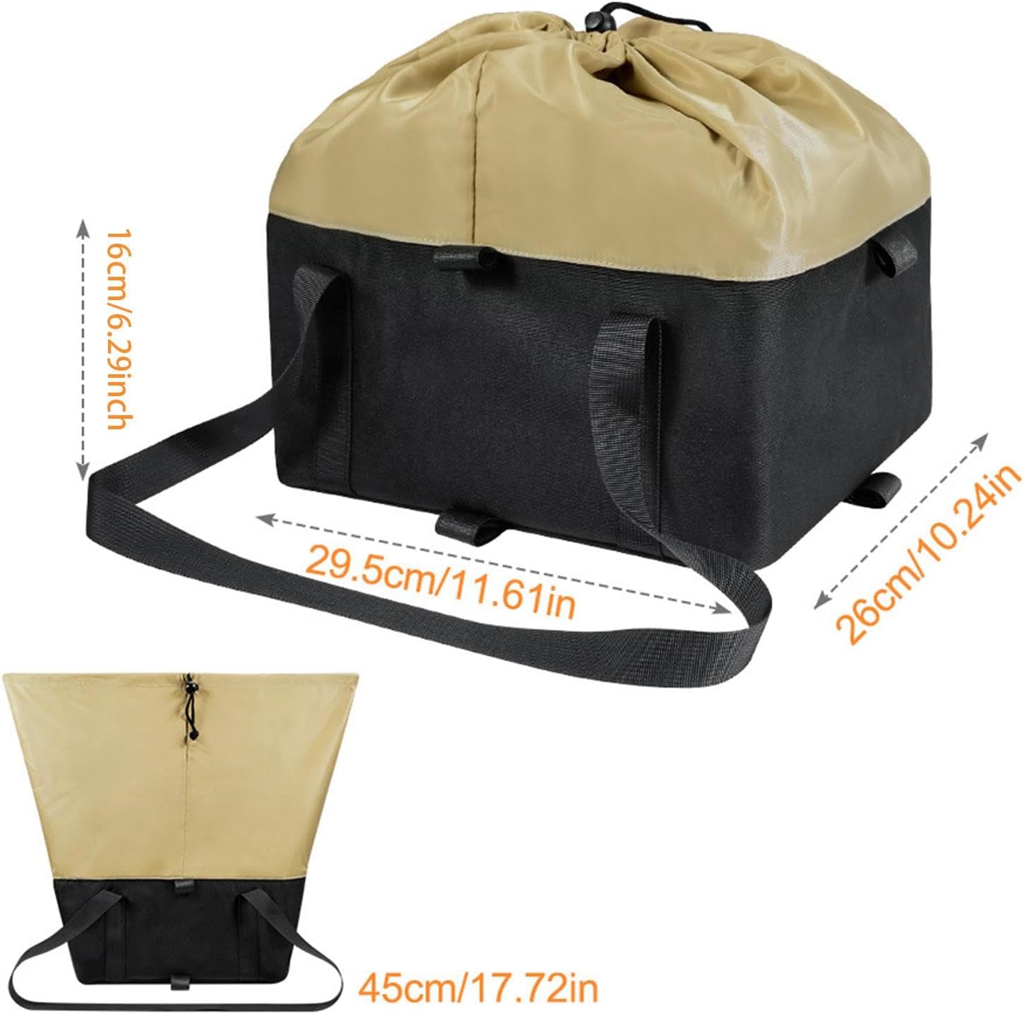 Bicycle Pet Carrier Bag Insulated Liner for Bike Basket (11.6x10.2x6.3 inch) - Waterproof Oxford Cloth Grocery Storage Organizer for Shopping Hiking Travel