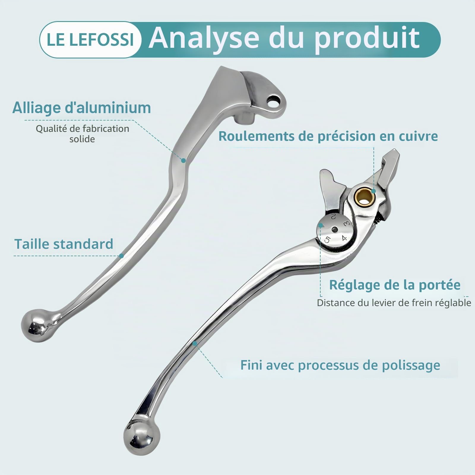 Leviers de Frein d'Embrayage Pour Compatible avec Suzuki GSR 750 2011-2012 GSR 650 2006-2011 DL650 V-Strom 2004-2006 SFV650 GLADIUS 2009-2012 Polished Silver