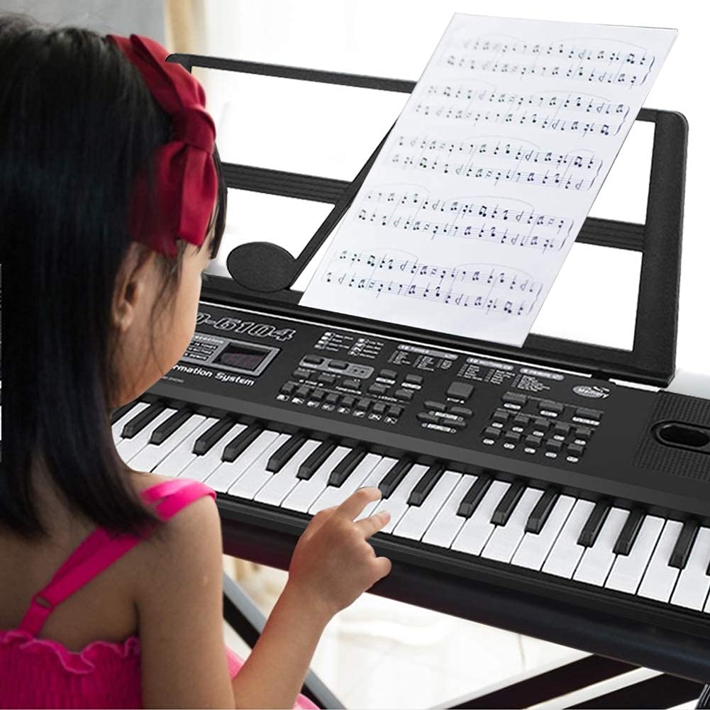 Clavier Piano 61 touches, Clavier Électronique Musique Clavier Portable Keyboard Piano pour Enfants Débutant avec Support & Microphone, Garçons et Filles