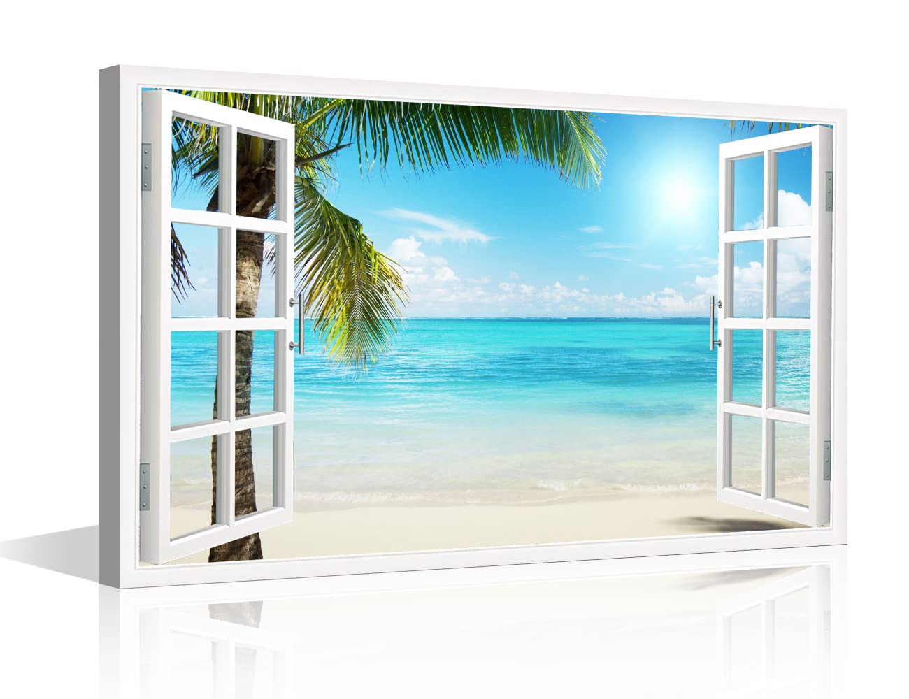 TISHIRON 3D Window View Seaside Effect Canvas Wall Art Prints for Living Room Bedroom Decor Office Kitchen Home Decoration Framed Ready to Hang 12x18inch — view 52