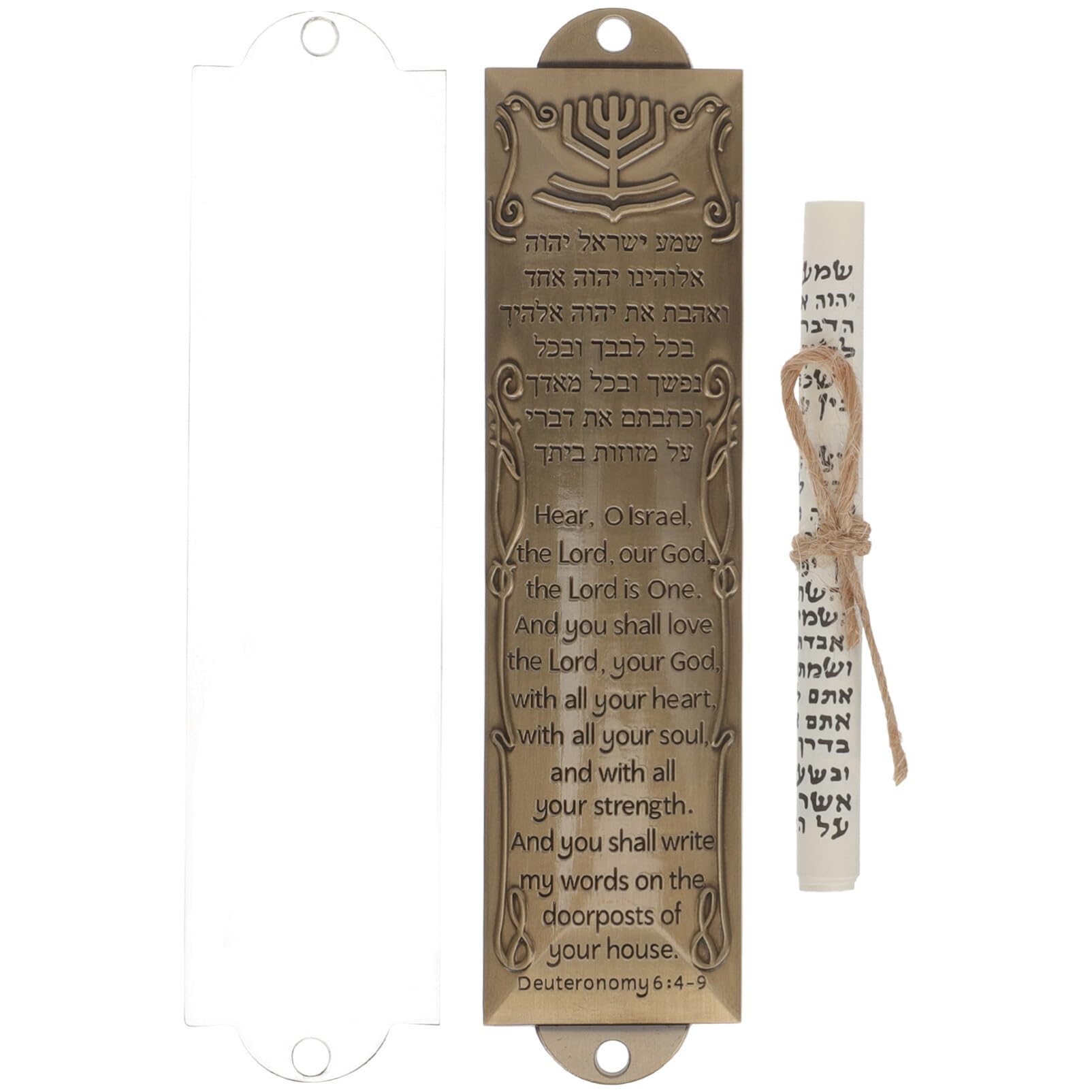 Door Mezuzah Jewish Mezuzah Case with Scroll Metal Mezuza Plaque Hannukah for Outside Door House Warming Blessing 132mm