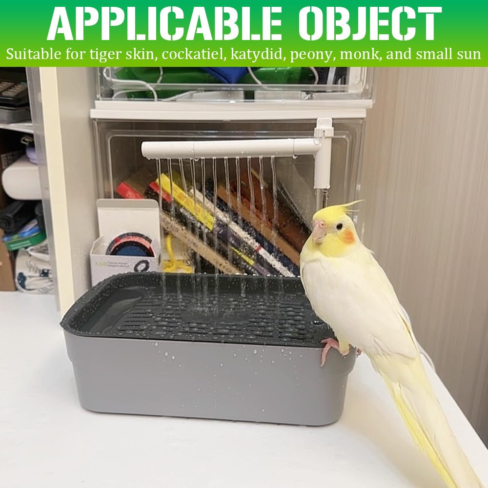 Bañera Automática para Loros, Baño Automático para Pájaros, Bañera Multiusos para Pájaros, Caja de Baño para Loros con Múltiples Grifos para Cacatúas, Periquitos y Tortolitos