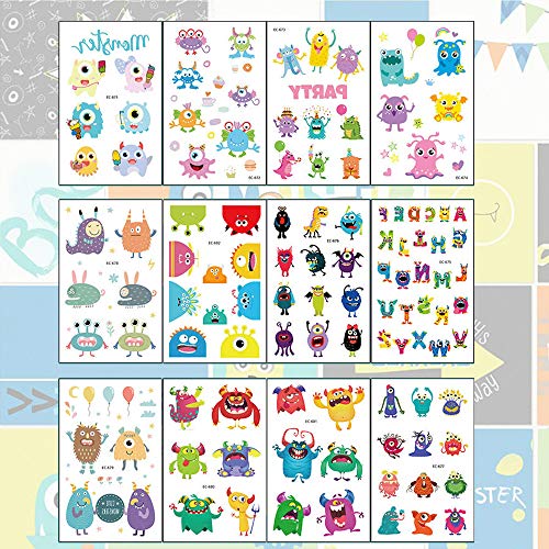 Ooopsi Monster Temporary Tattoos For Kids - More Than 120 Tattoos - Cute Cartoon Tattoos Sticker For Boy Girl Birthday Party Decorations Supplies Favors #TOP1
