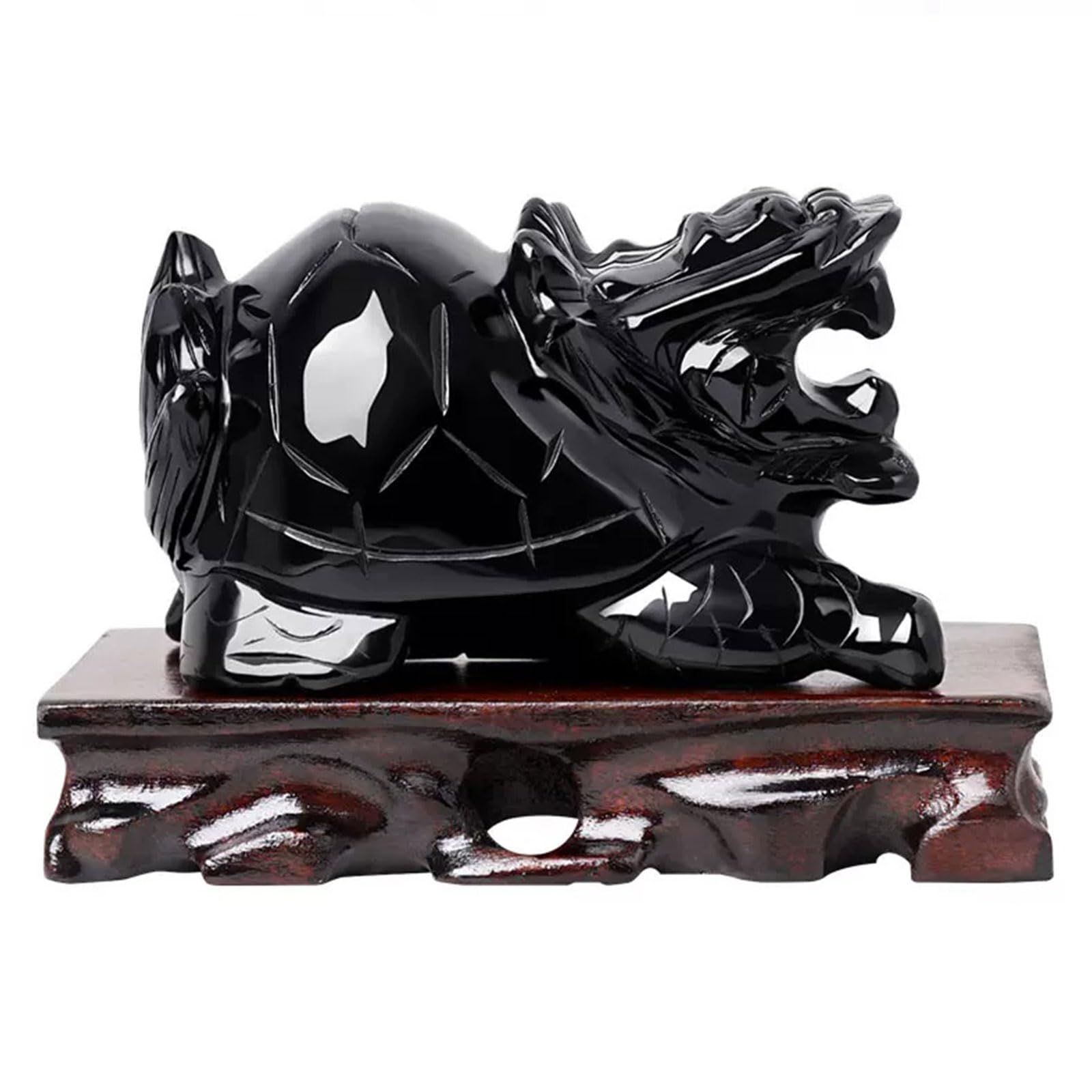 Dragón Tortuga Obsidiana Estatua Riqueza Prosperidad Escultura -