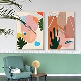 Creative abstrait coloré jardin plantes fleurs arbre feuille découpage toile peinture pour salon chambre mur affiche photo décoration de la maison