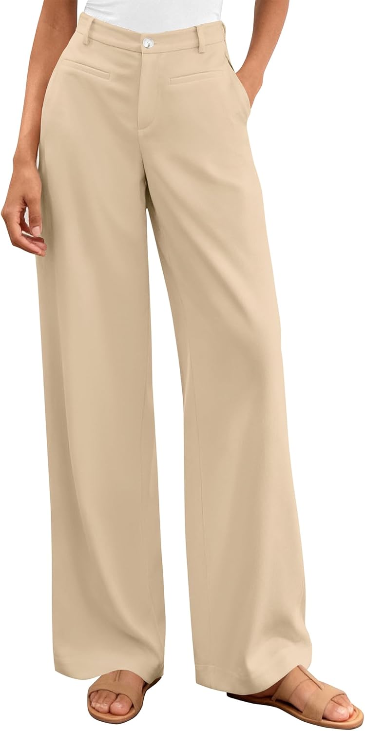 BTFBM Women Wide Leg Pants High Waisted Spring 2026 Business Casual Outfits Slacks Trousers Dressy Palazzo Pants Pockets