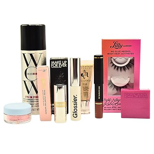 Sephora Glitz & Glam - Juego de regalo navideño de 10 piezas maquillaje, cabello y cuidado de la piel con lápiz labial rojo, rubor, polvo y pestañas