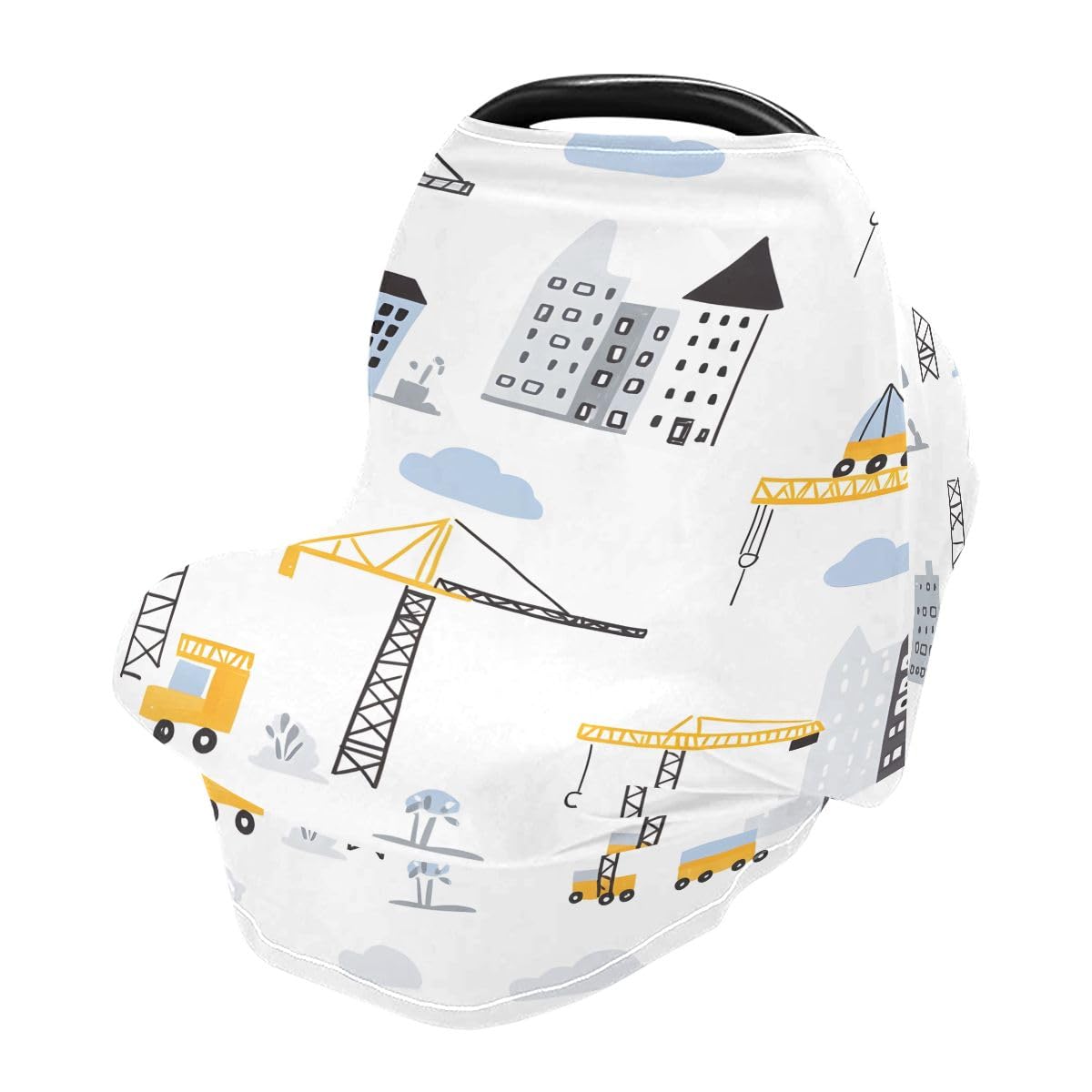 Baby Car Seat Canopy Covers Nursing Cover Stretchy Boys Girls Construction Ladder Truck Carrier Cover Breastfeeding Cover Breathable