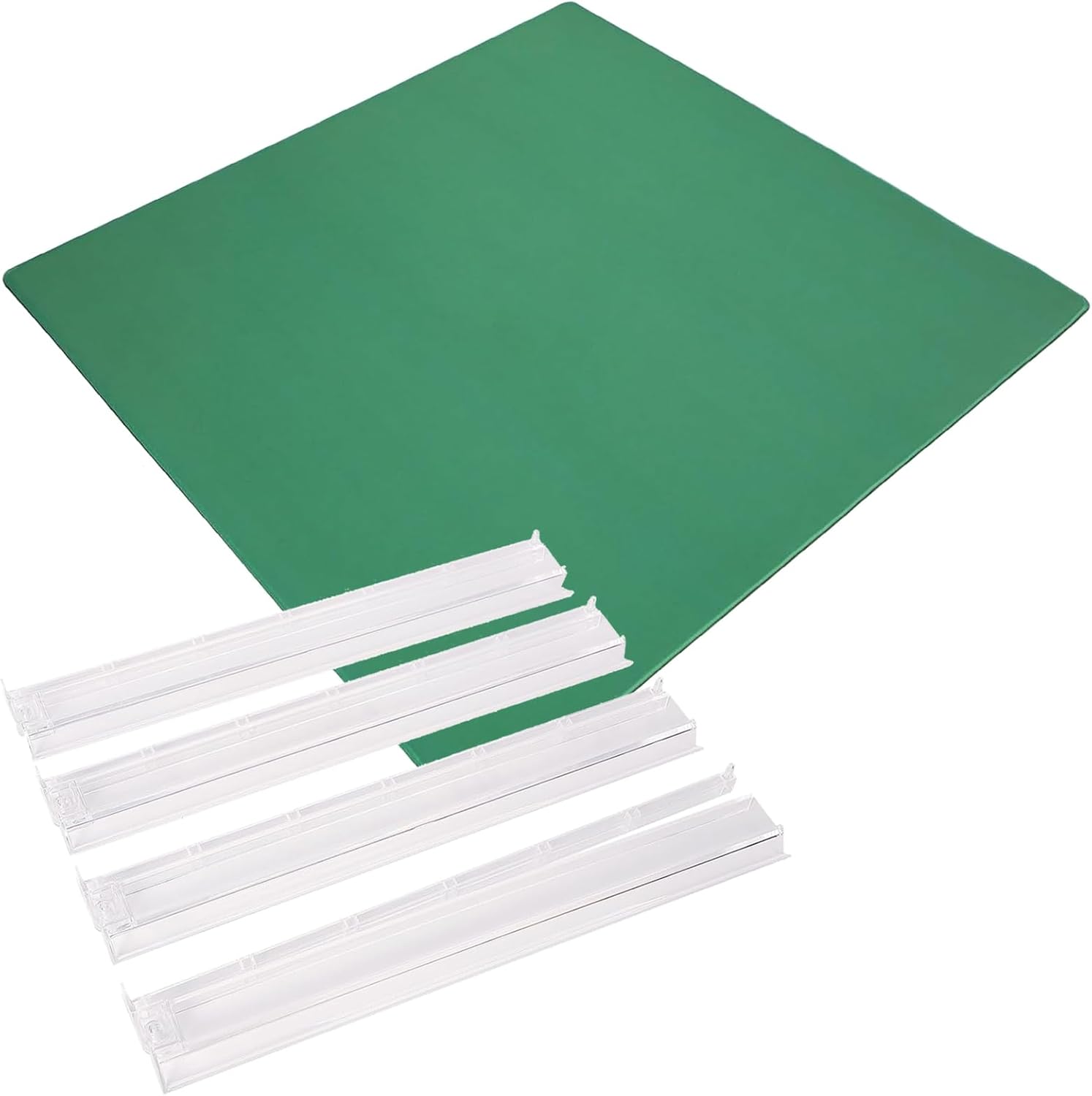 Mahjong All-in-One Tile Rack & Pusher, with Mahjong Mat with 3 Dice,Clear Acrylic Mahjong Rack and Pusher Combo, Modern American Majiang Tile Racks, Set of 4, White