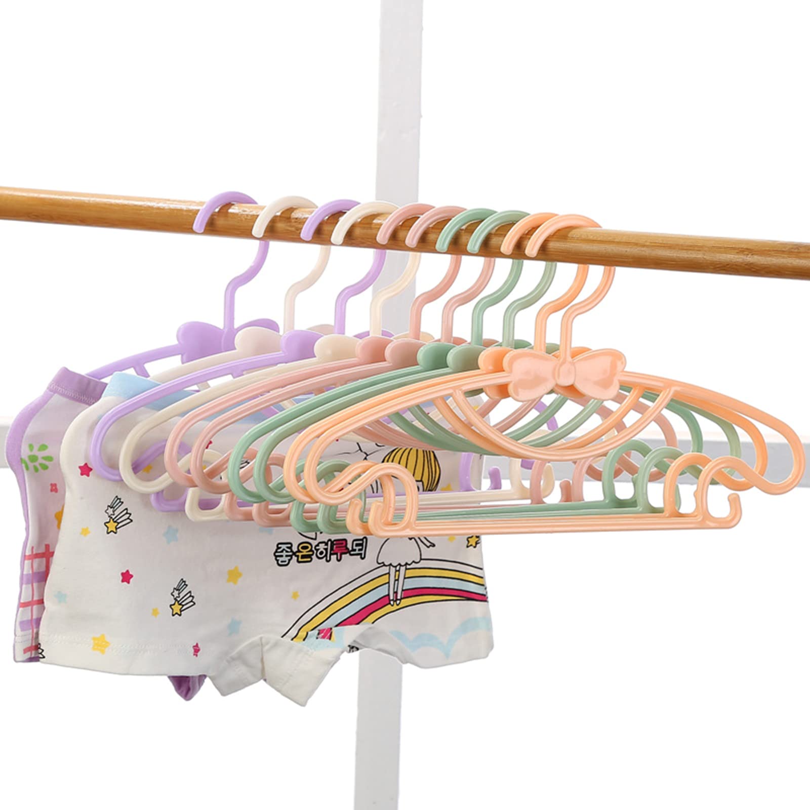 YANIYA 10 PCS Lovely Slip-Proof Bowknot Hanger Baby Clothing Organizer Nonslip Accessory for Baby Dresses Pants Suits Shirts Clothing Organizer for Small Bedroom, White