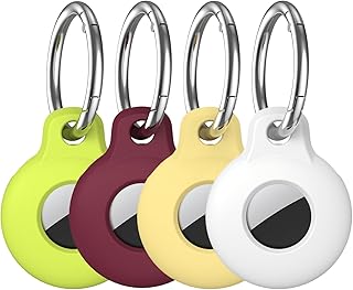 4 Pack Airtag Holder Compatible with AirTag, VAGAWEI Airtag GPS Tracker with Keychain Cover, Multi-Color Protective Silicone Airtag Case Key Ring for Kids, Wallet, Dog Collar, Luggage, Keys and More