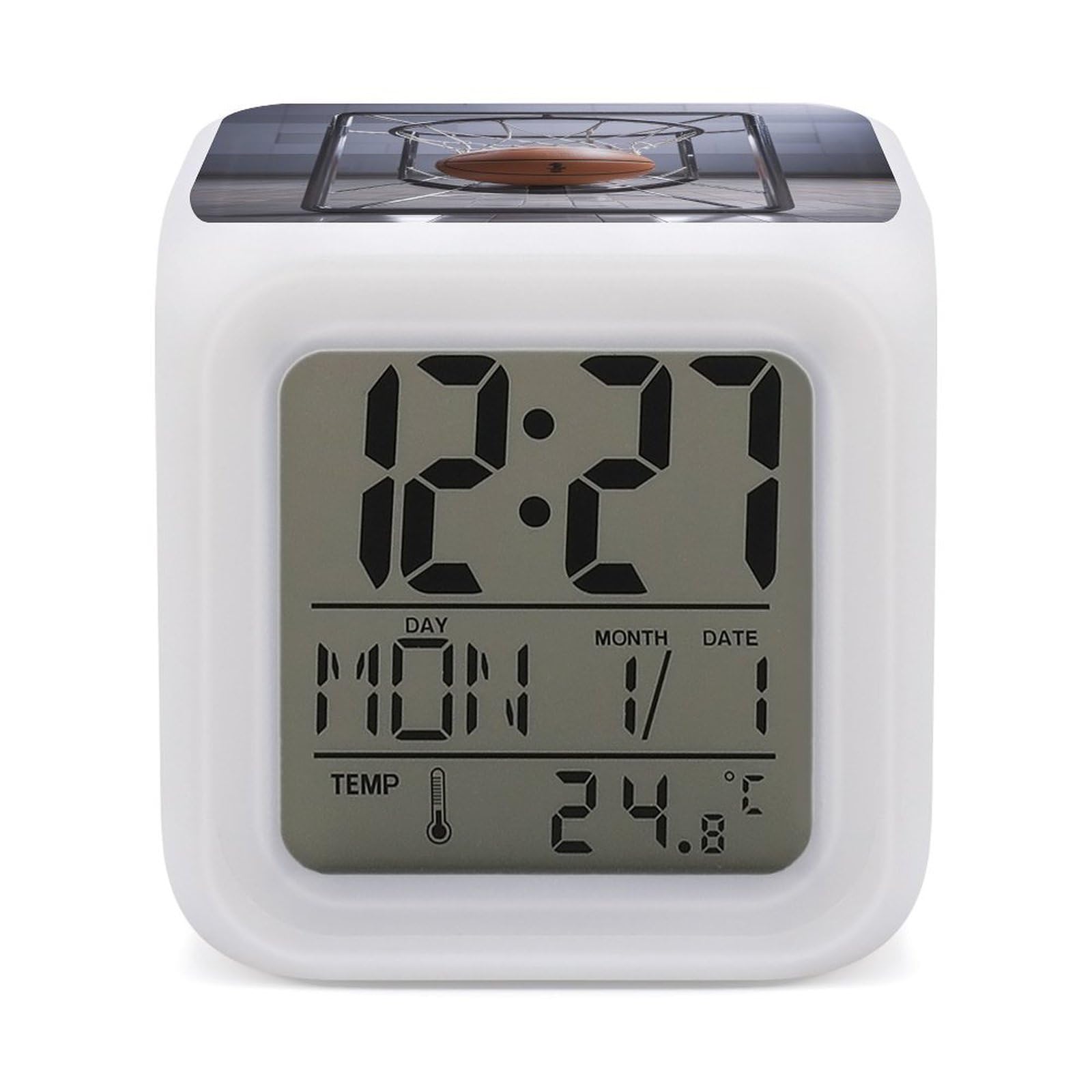 VstaDank Basketball Alarm Clock Alarm Clock with 7 Color Changing Digital Clocks for Bedrooms Sleep Training Clocks with Large Display for Office Kitchen Living Room