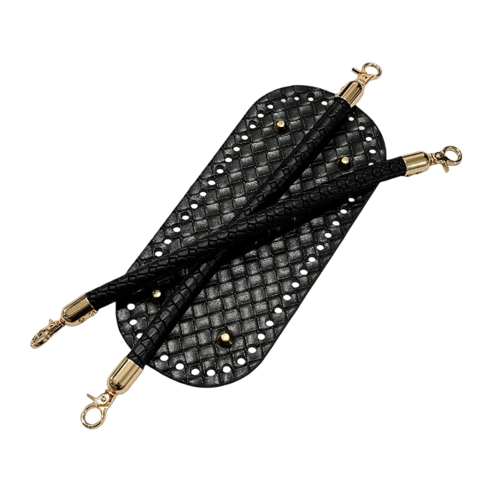 Purse Bottom with Short Handles DIY Set Bottom with Pre Punched Holes Black-picture-30